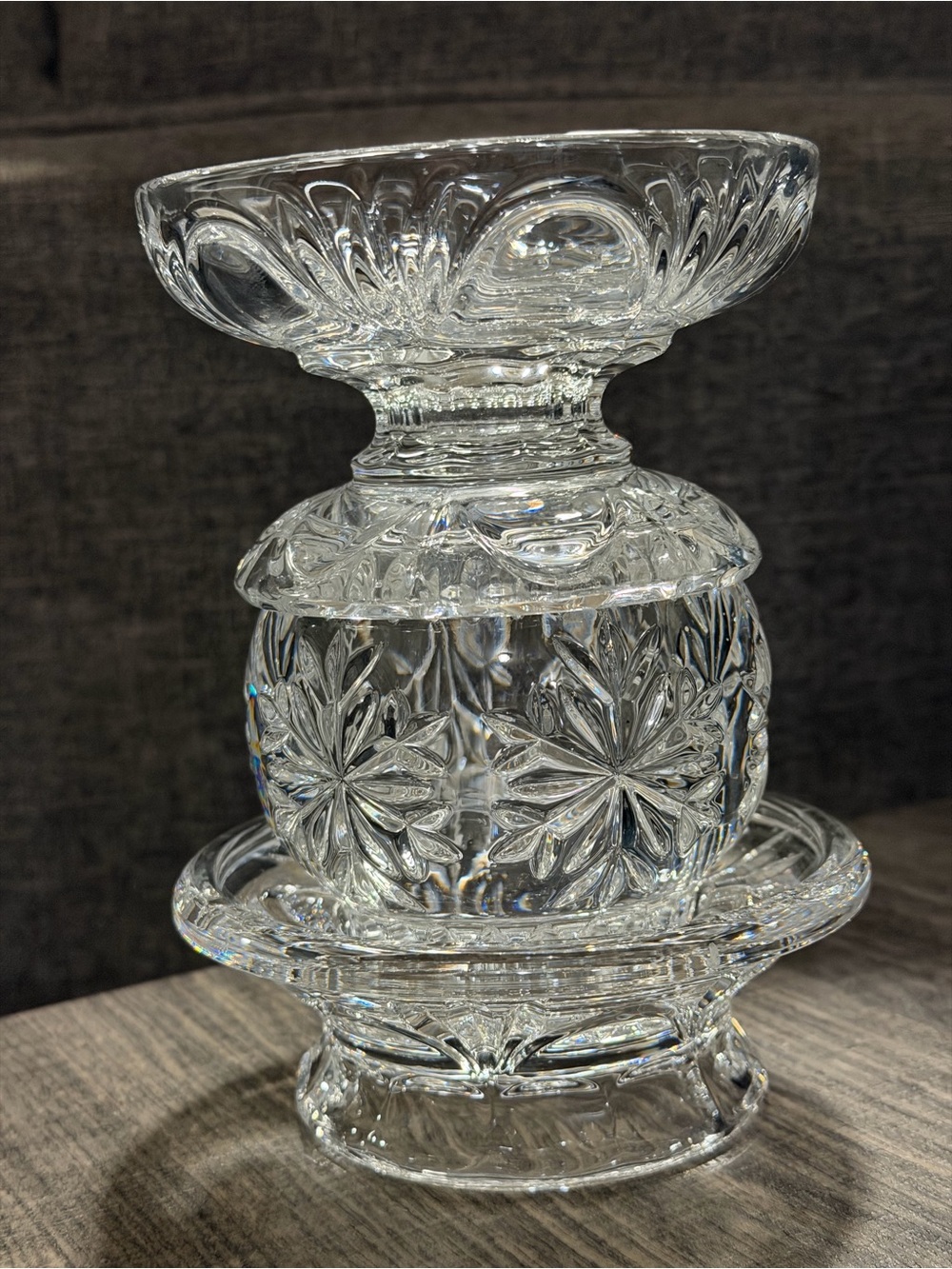 PARTYLITE #P7405 SALZBURG 24% LEAD CRYSTAL CANDLE HOLDER / 3 PC STACKABLE - Picture 11 of 11